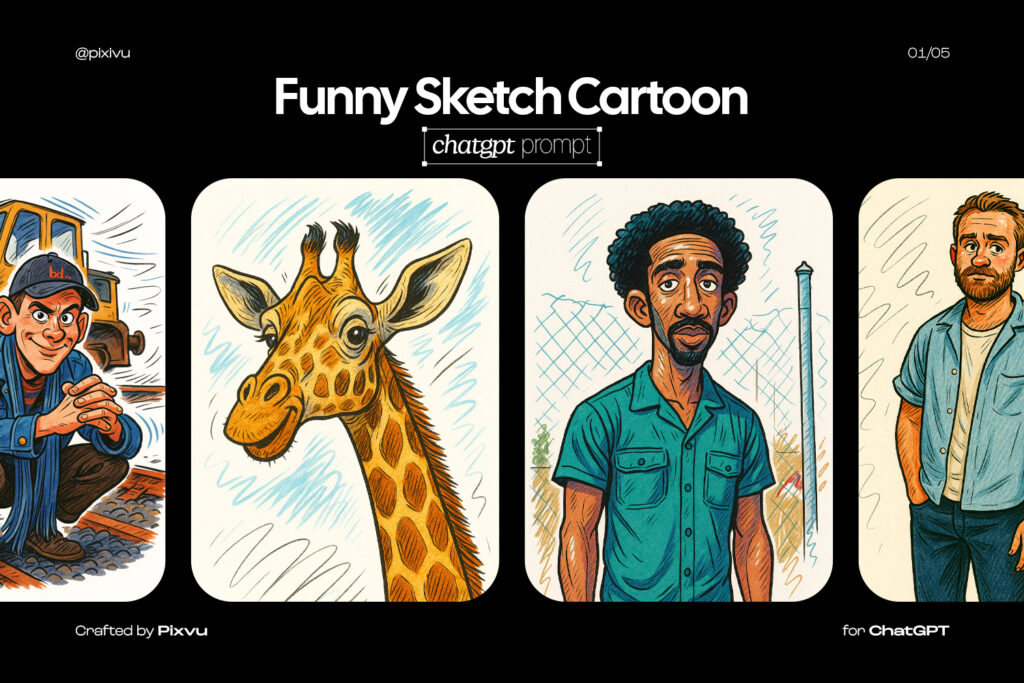 Free AI Funny Sketch Cartoon ChatGPT Prompt