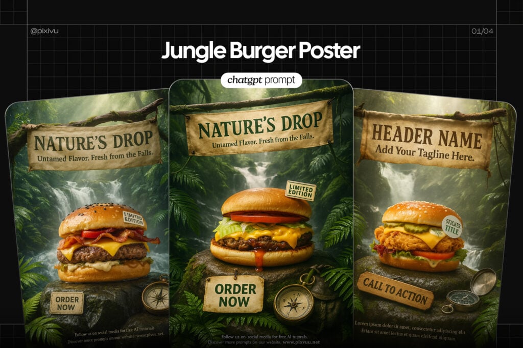 AI Jungle Burger Poster ChatGPT Prompt