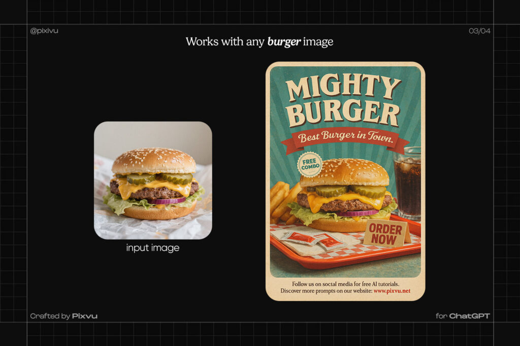 AI Vintage Burger Poster ChatGPT Prompt