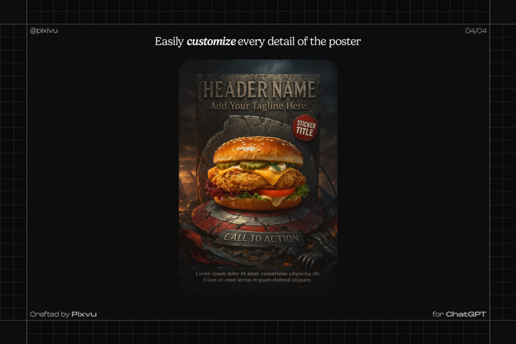 Captain America Burger Poster AI Prompt For ChatGPT