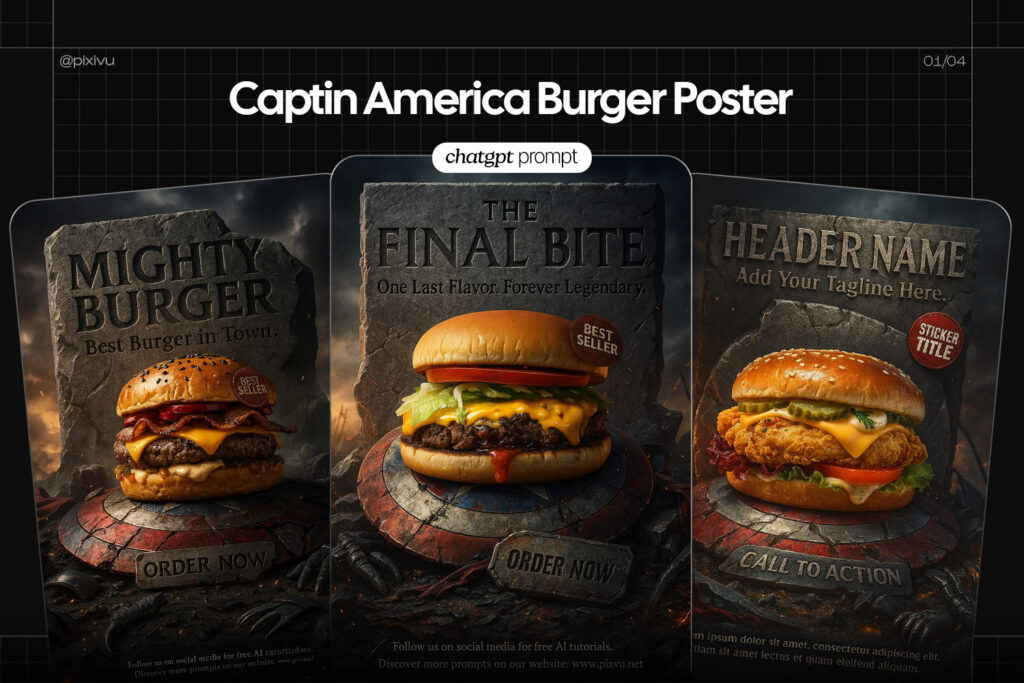 Captain America Burger Poster ChatGPT AI Prompt