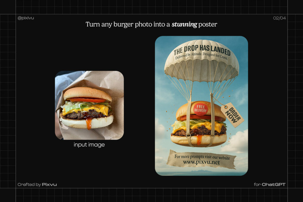 Free AI Parachute Burger Poster ChatGPT Prompt