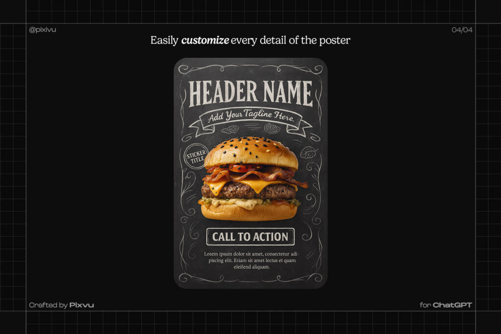 Free Chalkboard Burger Poster AI Prompt For ChatGPT