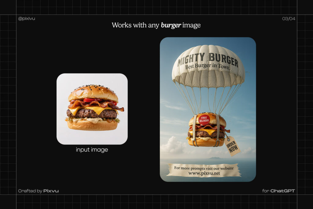 Free Parachute Burger Poster AI ChatGPT Prompt