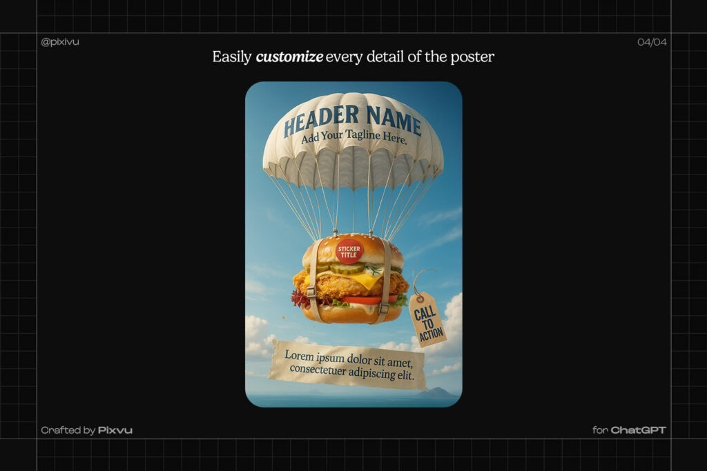 Free Parachute Burger Poster Prompt For ChatGPT