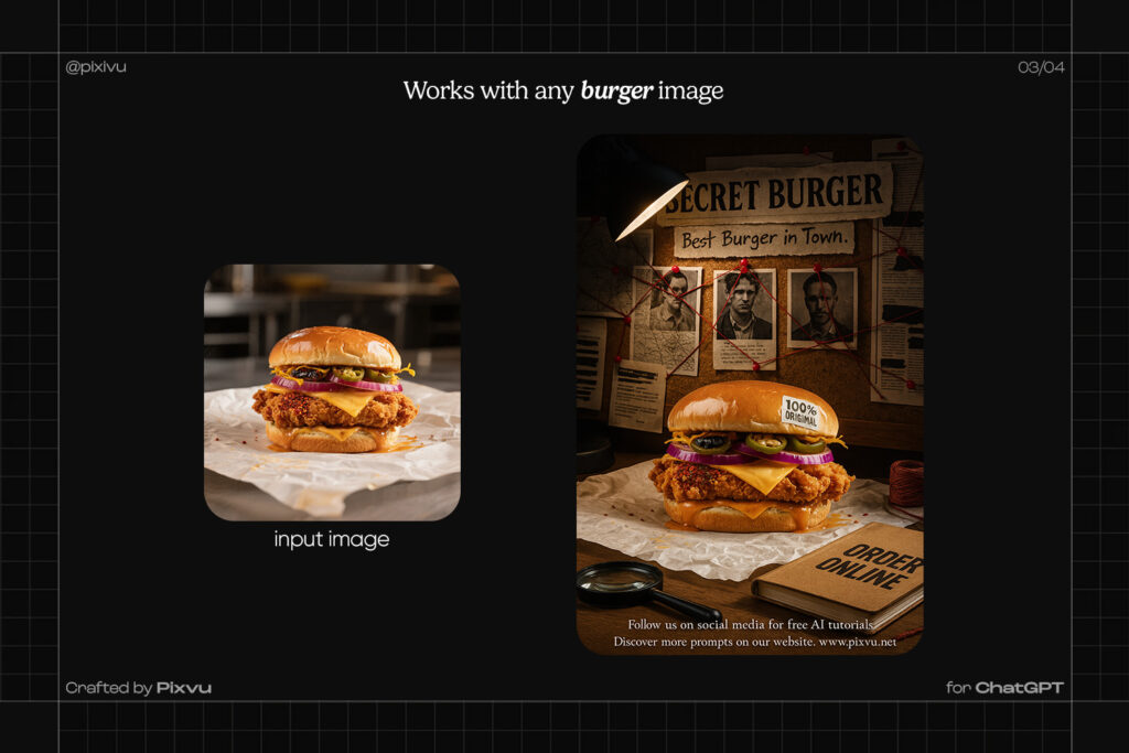 Investigation Burger Poster AI ChatGPT Prompt