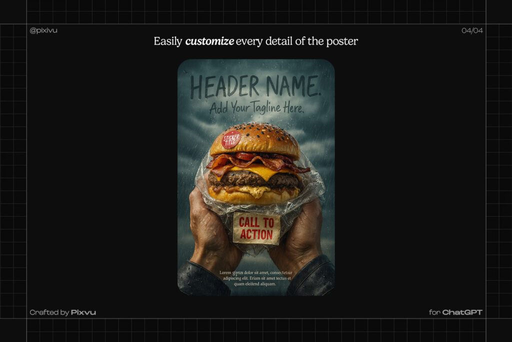 Rainy POV Burger Poster AI Prompt For ChatGPT