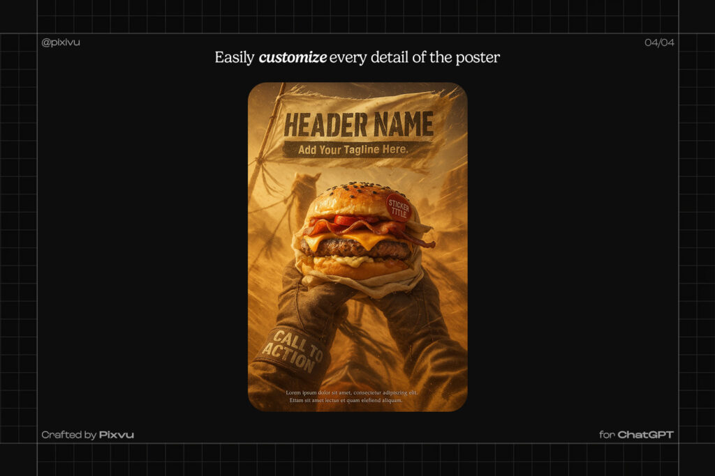 Sandstorm POV Burger Poster AI Prompt For ChatGPT
