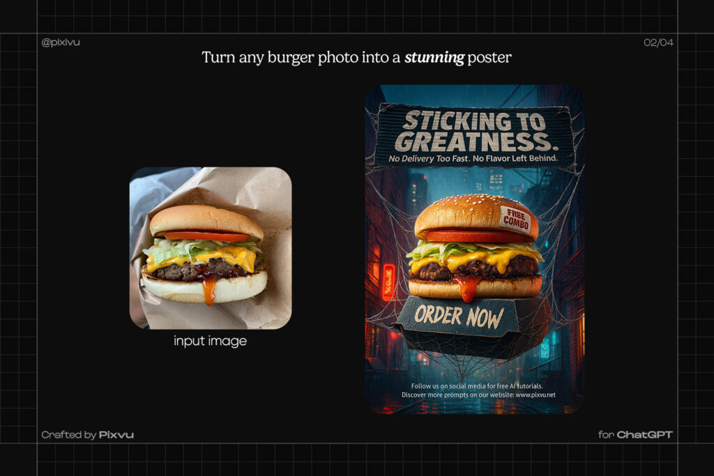 Spiderman Burger Poster AI ChatGPT Prompt