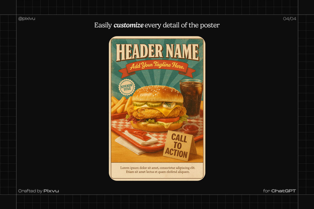 Vintage AI Burger Poster ChatGPT Prompt