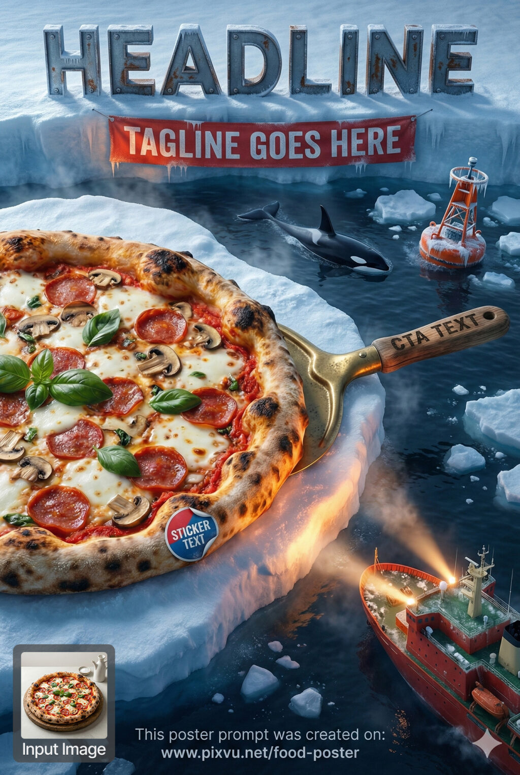 Arctic Icebreaker Pizza Poster Design AI Prompt _Fully-Customizable_