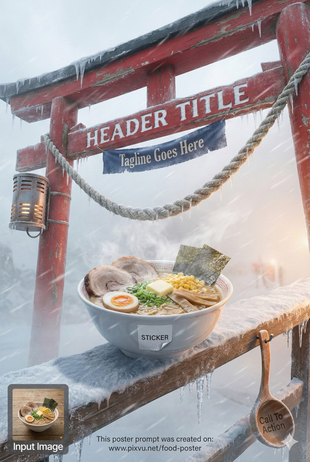 Cinematic Whiteout Alpine Ramen Poster AI Prompt _Fully-Customizable_