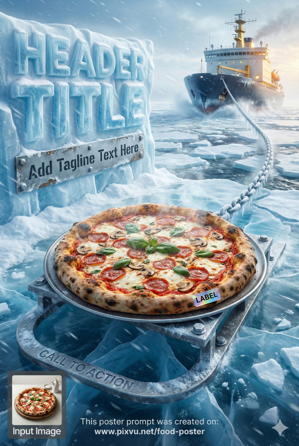 Epic Scale Arctic Pizza Poster AI Prompt _Fully-Customizable_