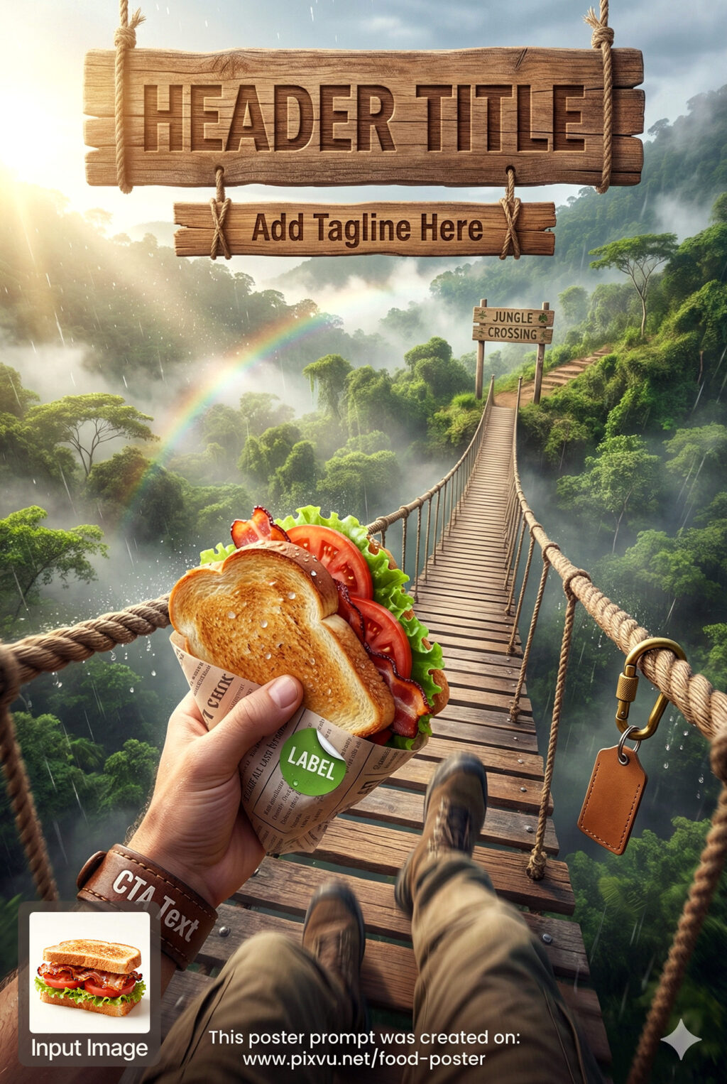 Jungle Adventure BLT Sandwich Poster AI Prompt _Fully-Customizable_