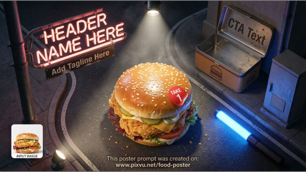 Cinematic Miniature Street Burger Poster AI Prompt _Fully-Customizable_