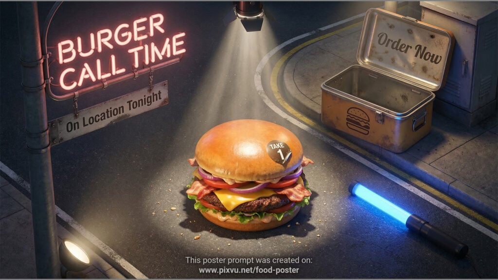Cinematic Miniature Street Burger Poster AI Prompt _Gemini-Nano-Banana-2_
