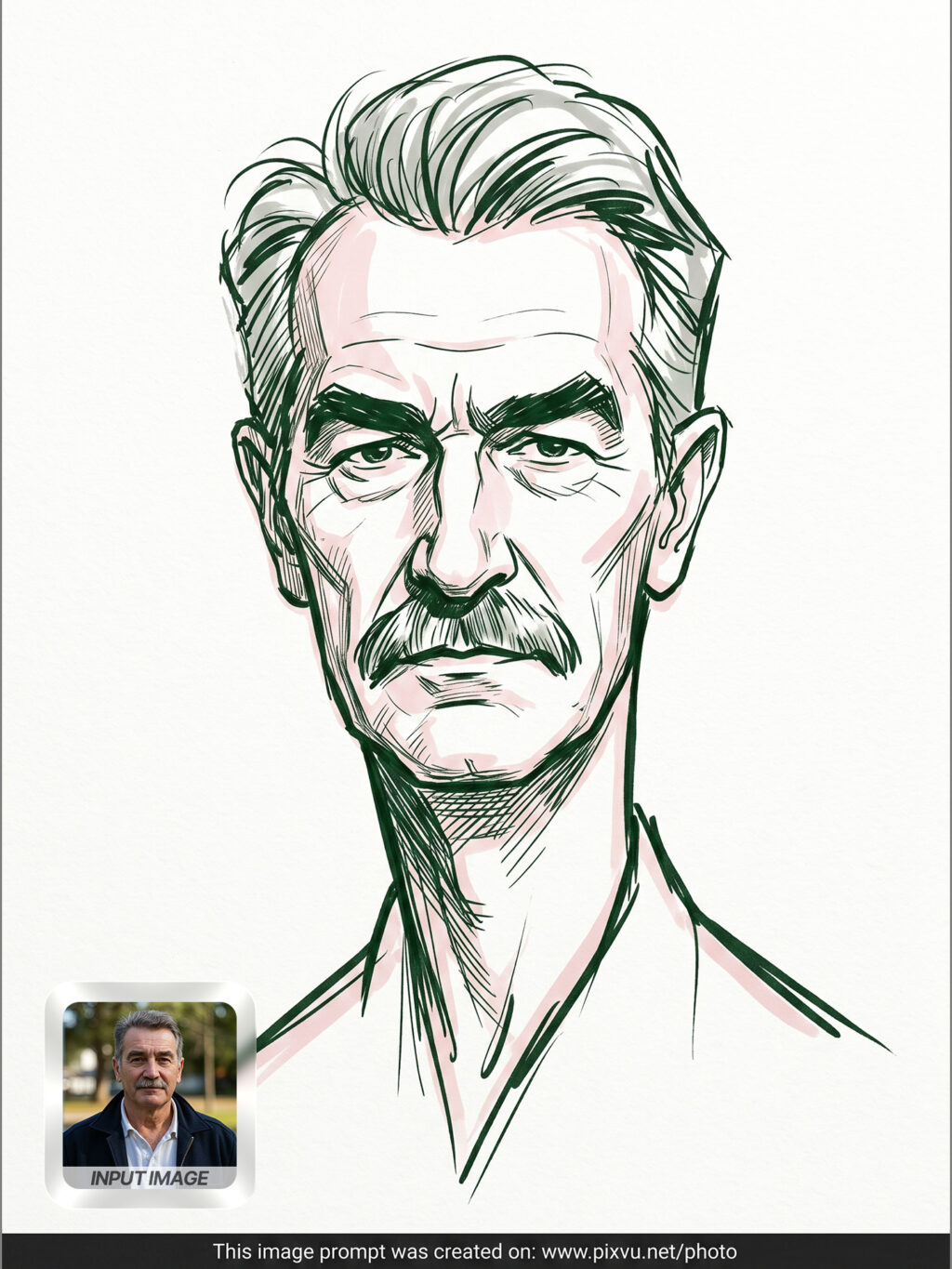 Digital Ink Sketch Caricature Portrait Effect AI Prompt _Gemini-Example-1_