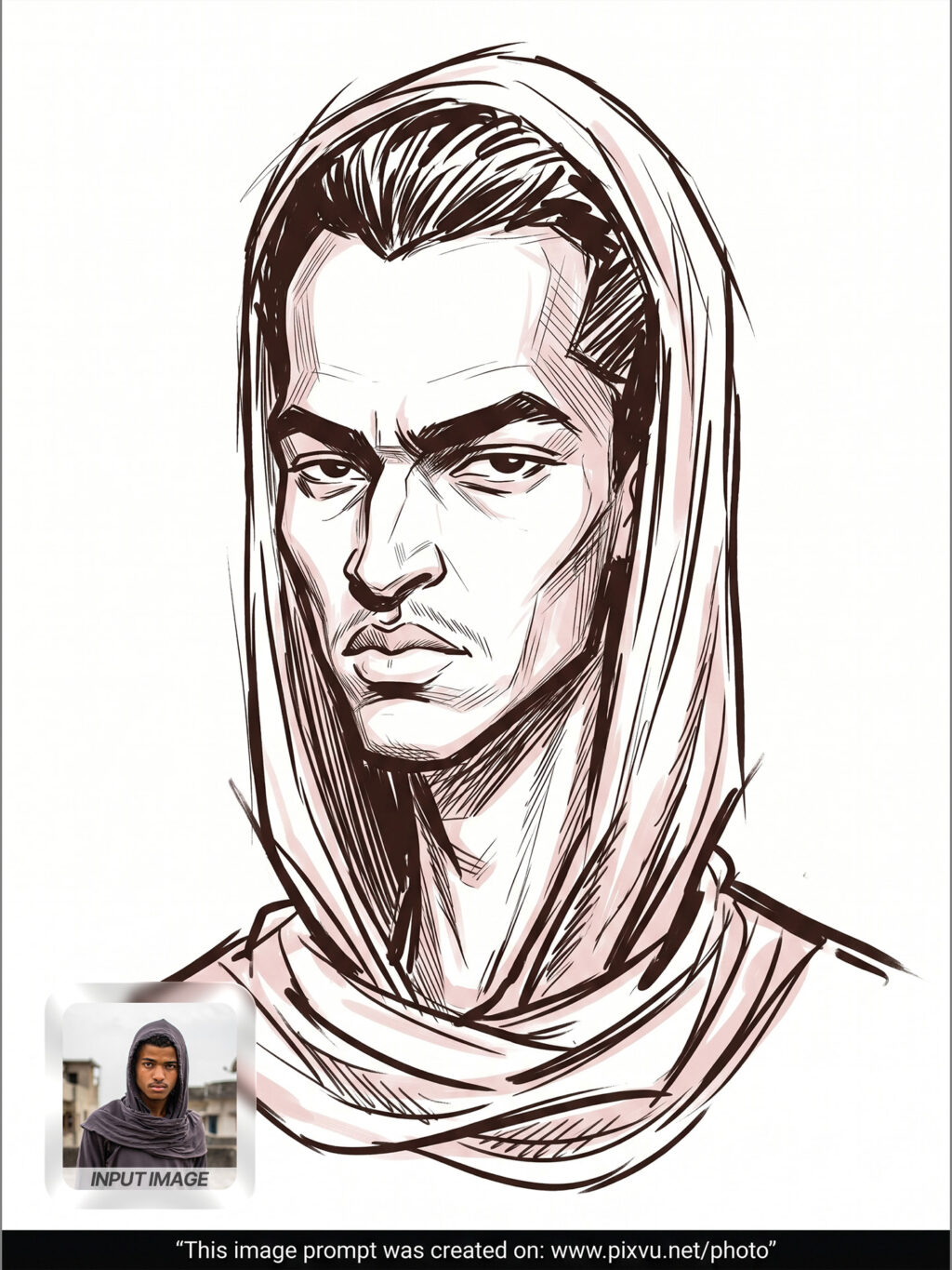 Digital Ink Sketch Caricature Portrait Effect AI Prompt _Gemini-Example-3_