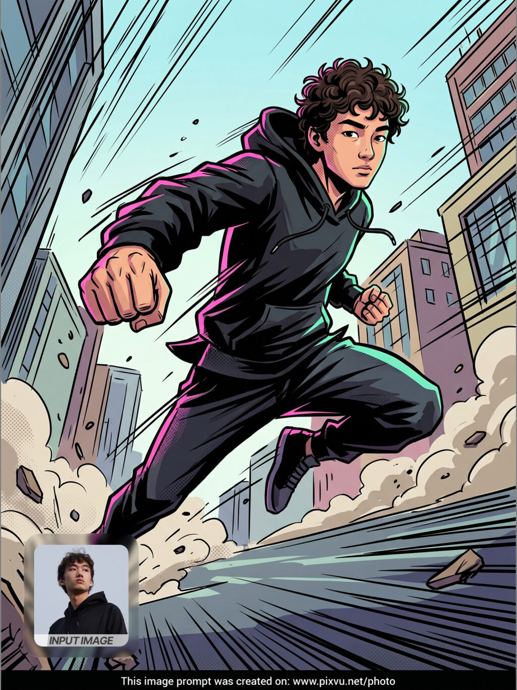 Dynamic Action Hero Cartoon Effect AI Prompt _Gemini-Example-1_