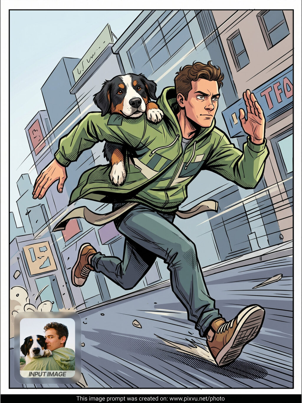 Dynamic Action Hero Cartoon Effect AI Prompt _Gemini-Example-2_