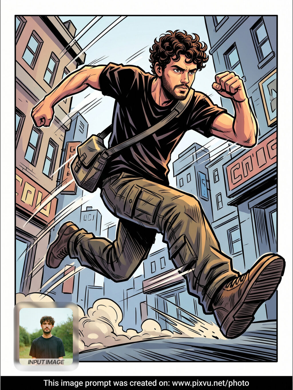 Dynamic Action Hero Cartoon Effect AI Prompt _Gemini-Example-3_