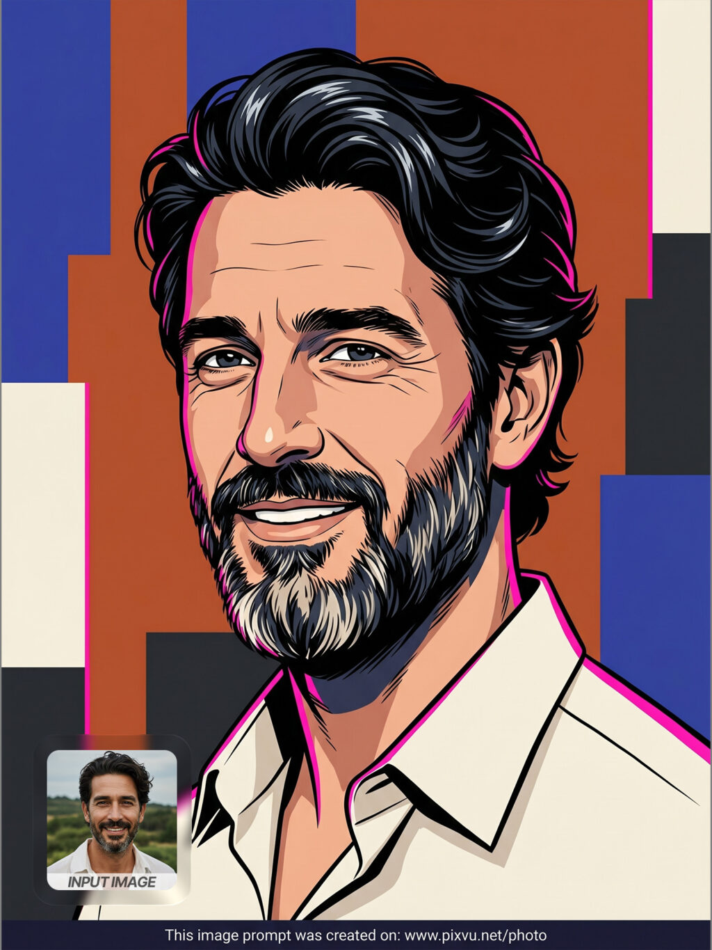 Editorial Inked Comic Cartoon Portrait AI Prompt _Gemini-Example-2_