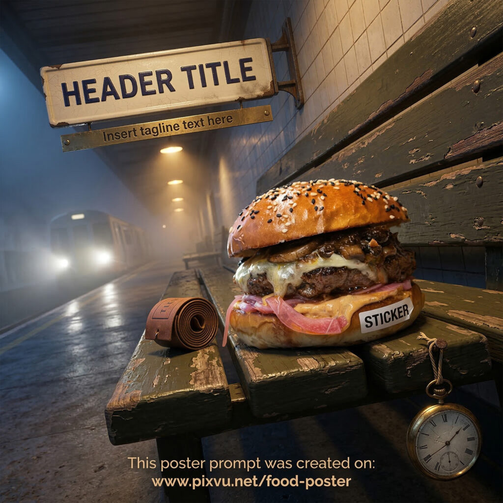 Exquisite Midnight Platform Burger Poster AI Prompt _Fully-Customizable_
