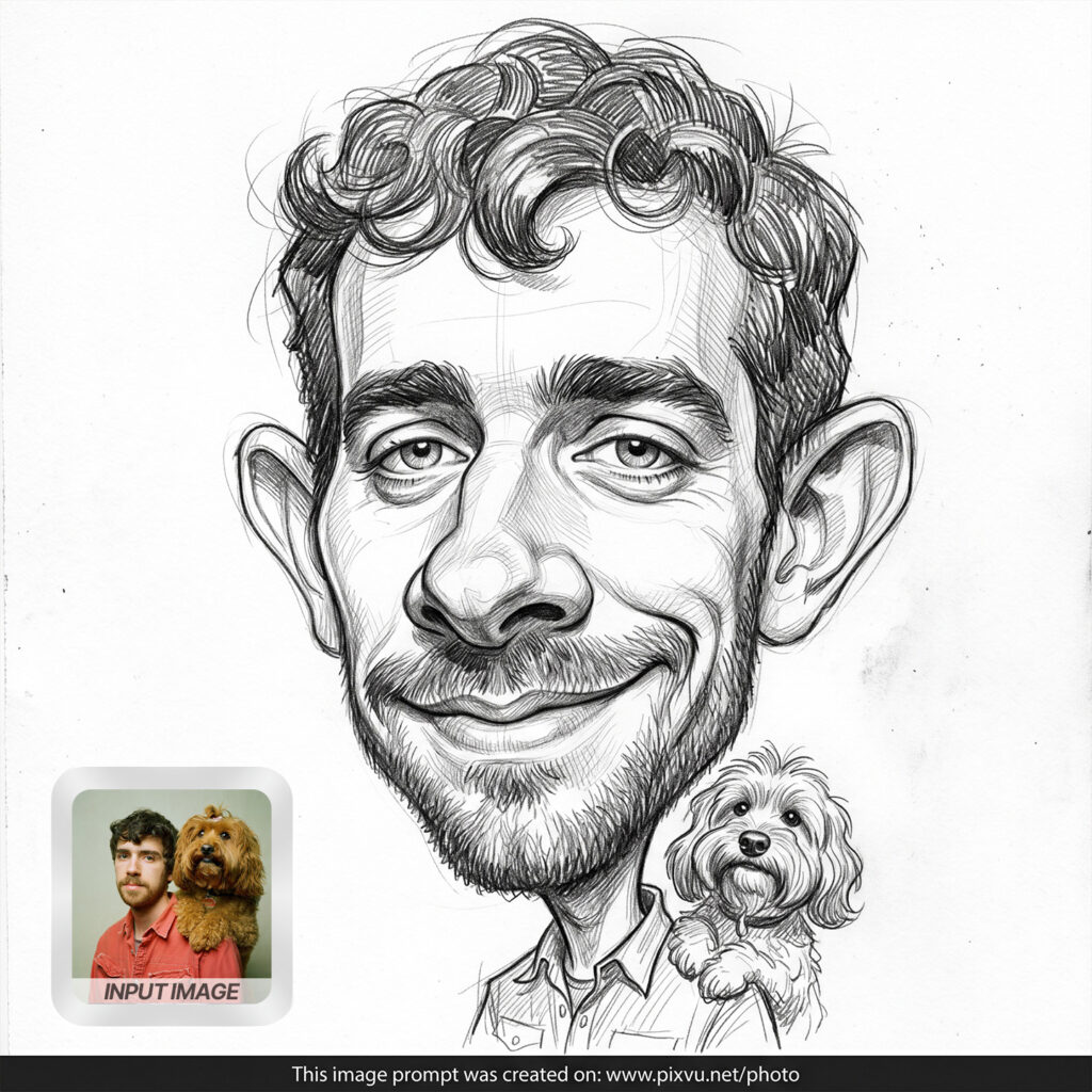 Extreme Pencil Sketch Caricature Cartoon Effect AI Prompt _Gemini-Example-2_