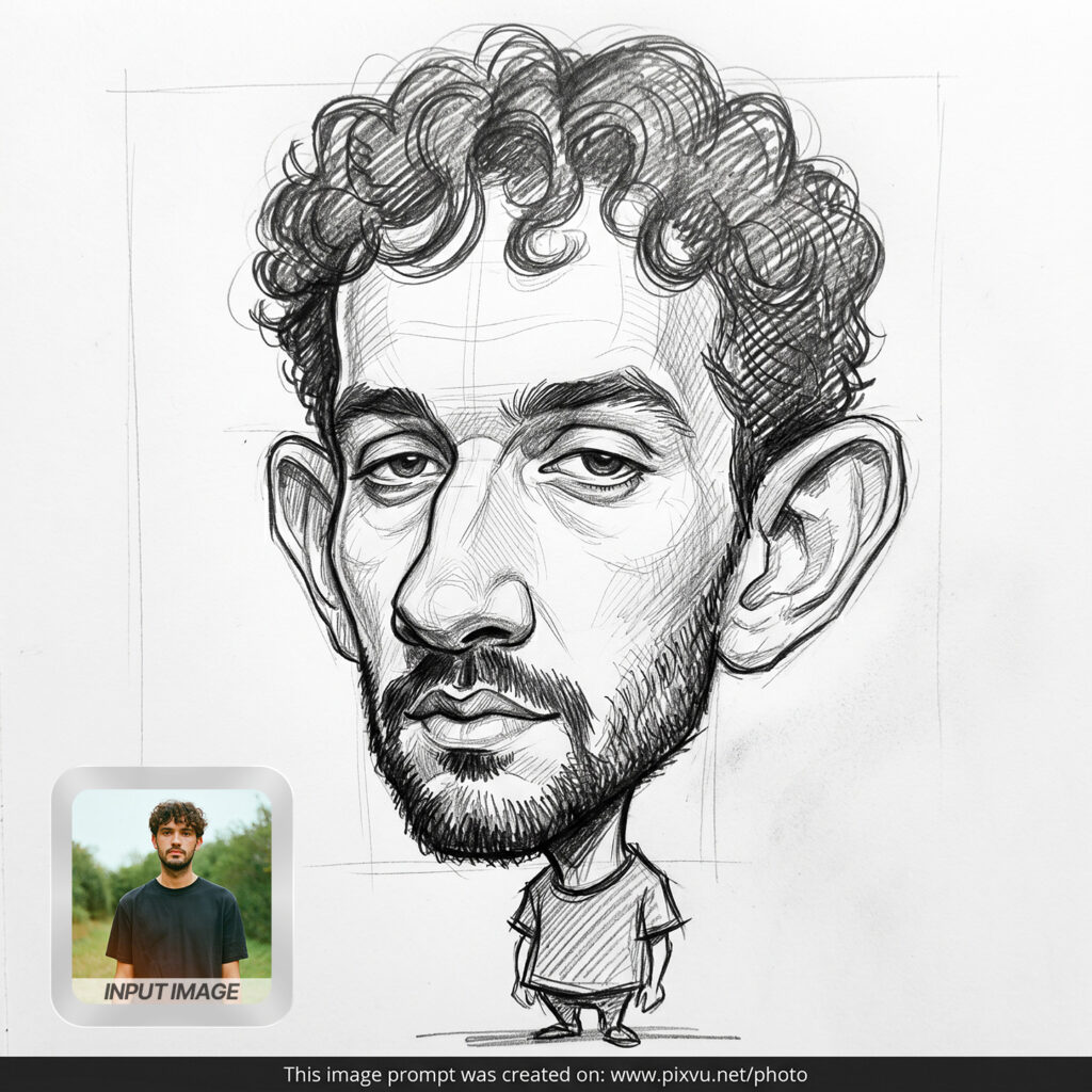 Extreme Pencil Sketch Caricature Cartoon Effect AI Prompt _Gemini-Example-3_