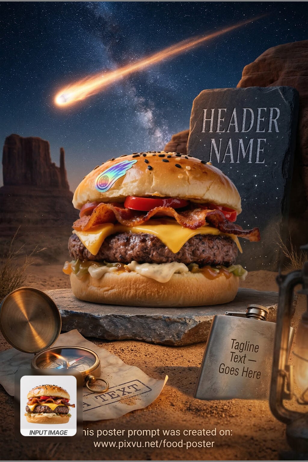 Free Desert Comet Burger Poster AI Prompt _Fully-Customizable_
