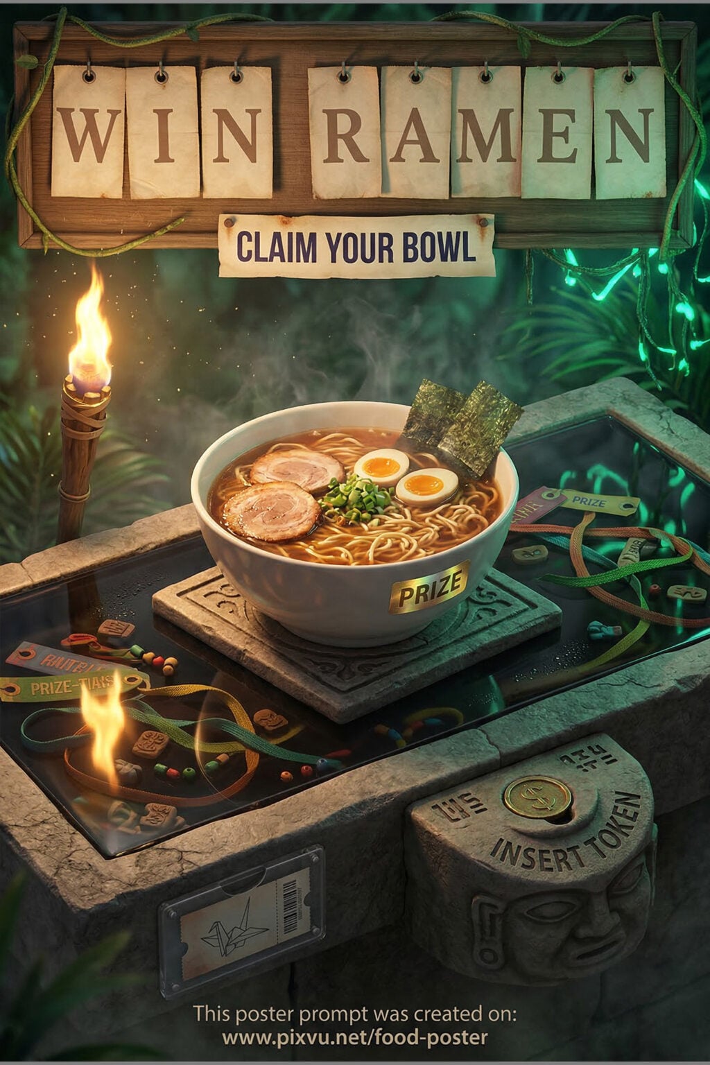 Jungle Temple Stall Ramen Poster AI Prompt _Gemini-Nano-Banana-2_