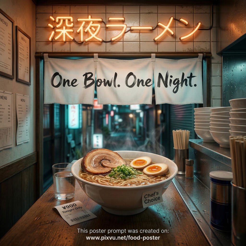 Late Night Tokyo Ramen Poster AI Prompt _Gemini-Nano-Banana-2_
