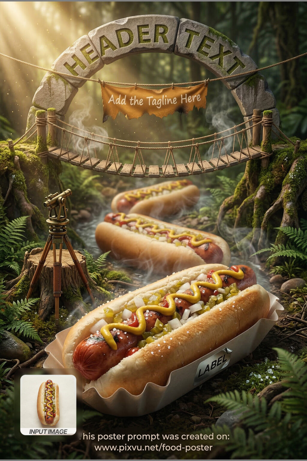 Miniature Jungle Hotdog Poster AI Prompt For Gemini _Fully-Customizable_
