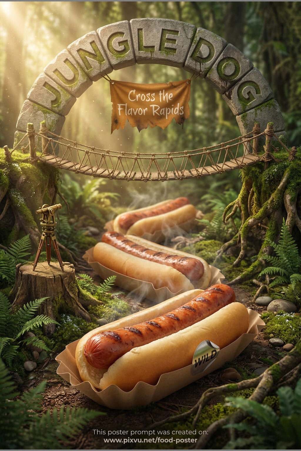 Miniature Jungle Hotdog Poster AI Prompt For Gemini _Gemini-Nano-Banana-2_