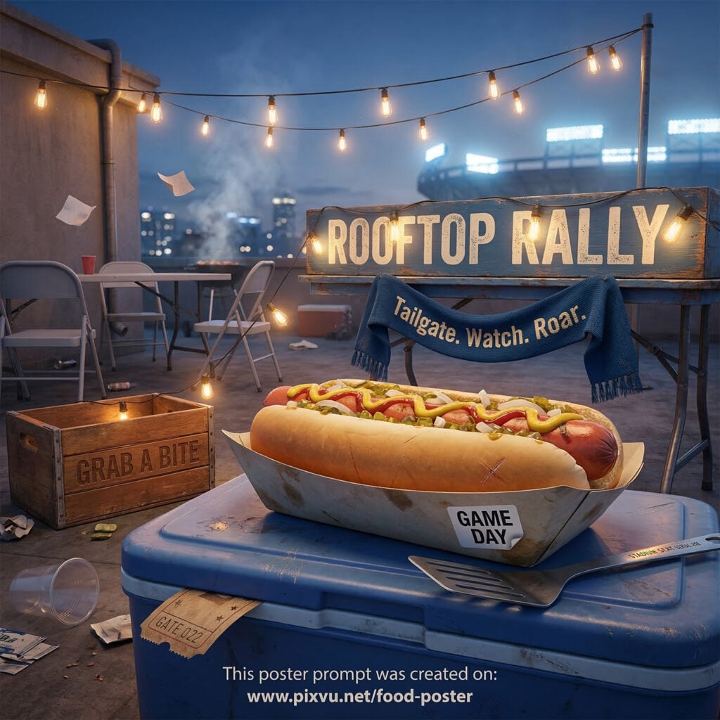Rooftop Rally Hotdog Poster AI Prompt For Gemini _Gemini-Nano-Banana-2_