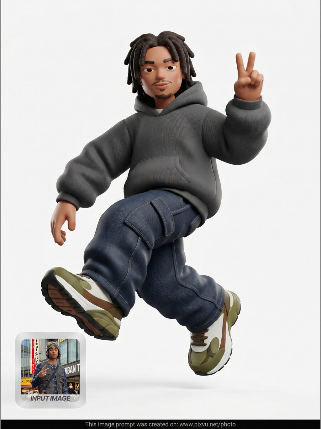 Streetwear 3D Cartoon Character Figure AI Prompt _Gemini-Example-2_