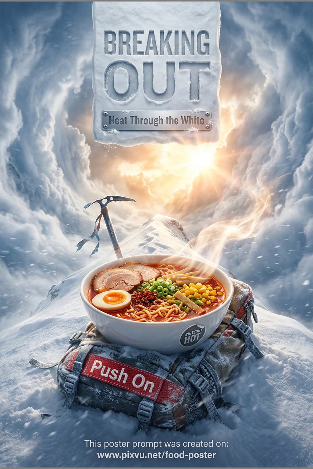 Surreal Alpine Summit Ramen Poster AI Prompt _Gemini-Nano-Banana-2_