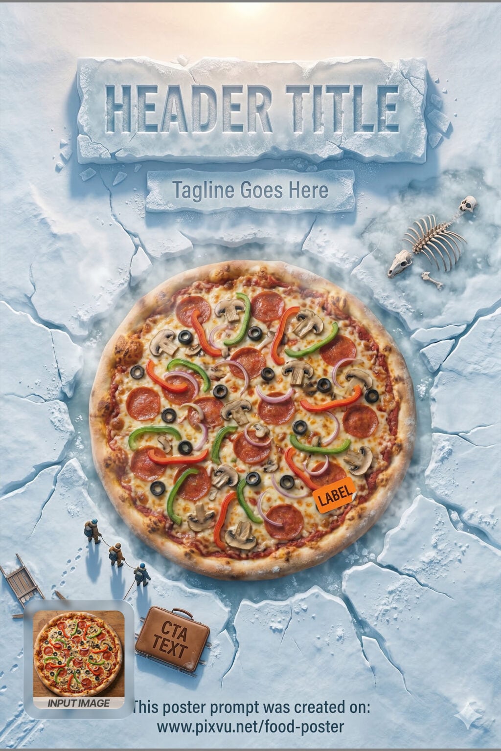 Top View Giant Arctic Pizza Poster AI Prompt _Fully-Customizable_