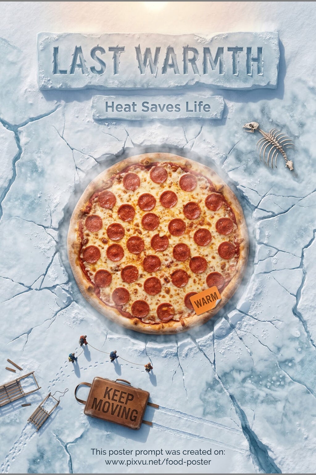 Top View Giant Arctic Pizza Poster AI Prompt _Gemini-Nano-Banana-2_