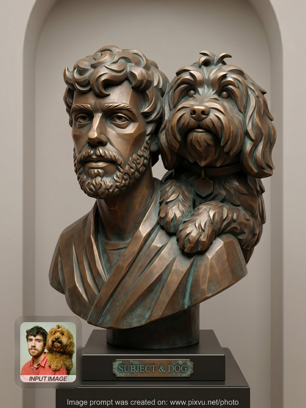 3D Bronze Patina Bust Portrait AI Prompt _Gemini-Example-1_