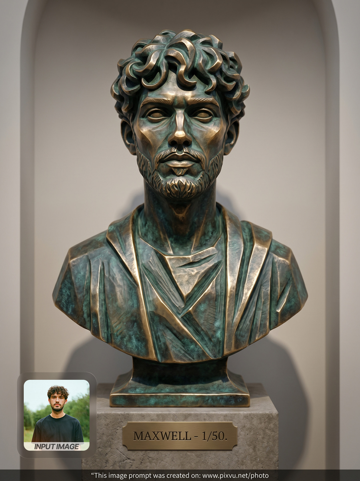 3D Bronze Patina Bust Portrait AI Prompt