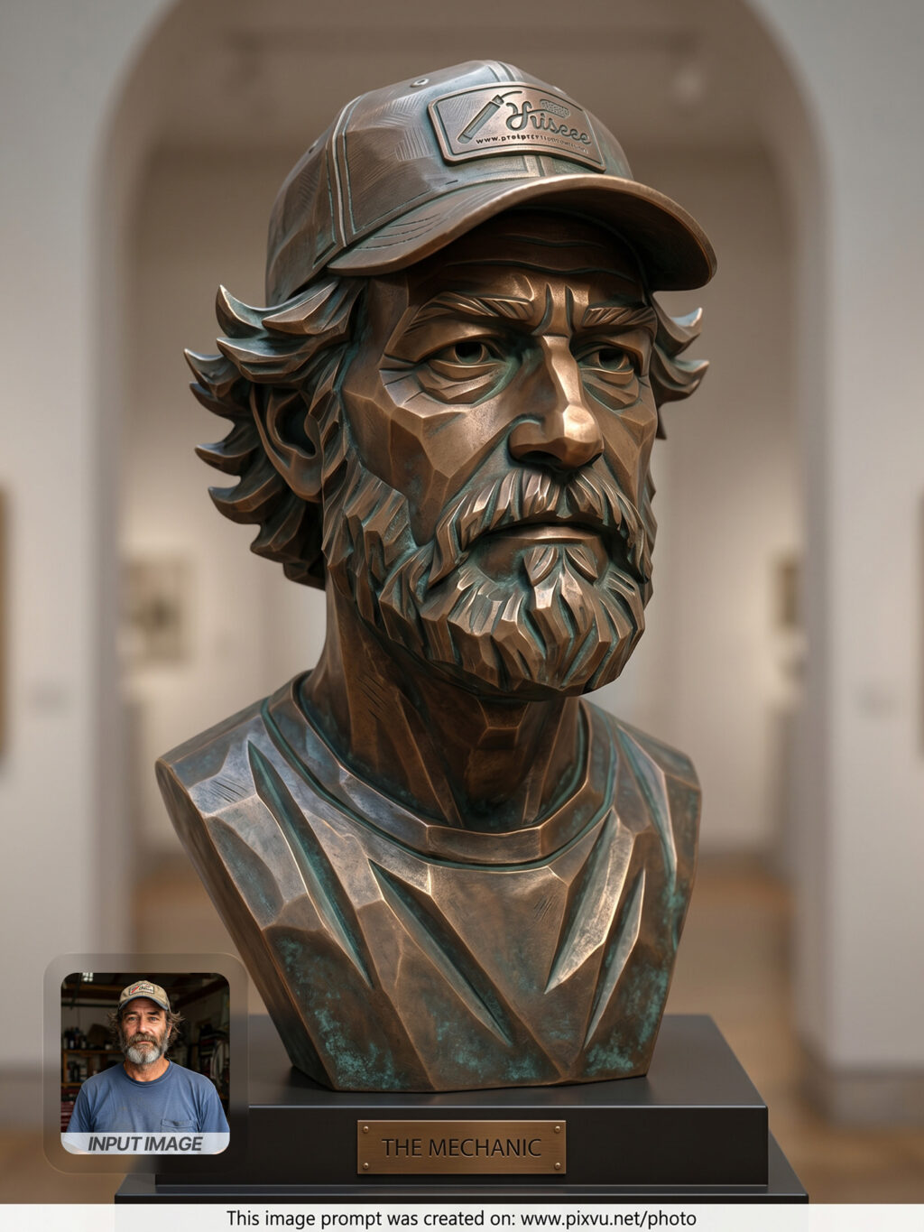 3D Bronze Patina Bust Portrait AI Prompt _Gemini-Example-3_