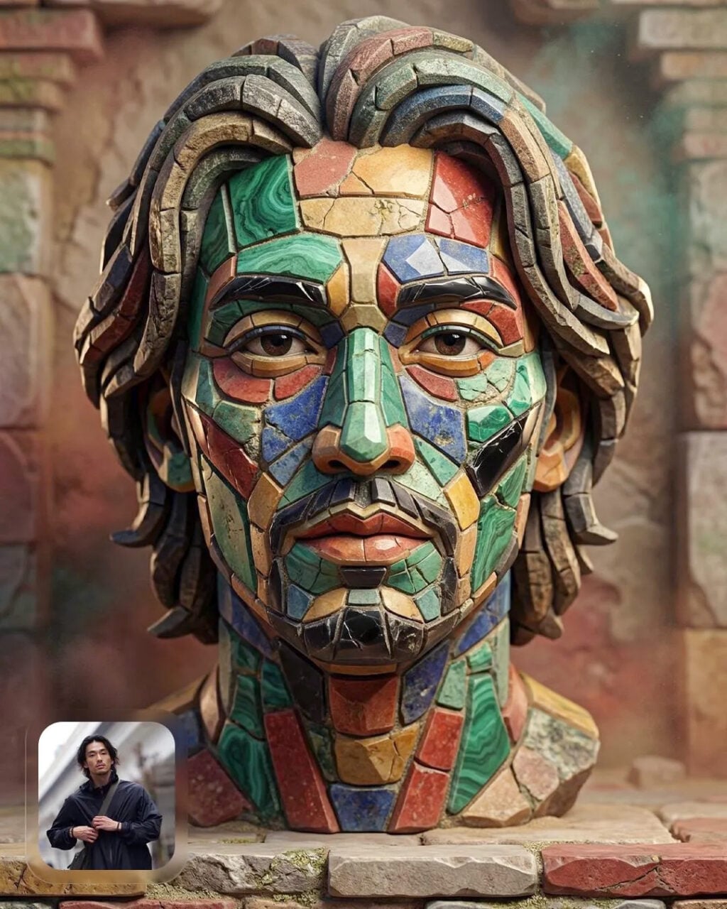 Free Stone Mosaic 3D Headshot AI Prompt _Gemini-Example-1_