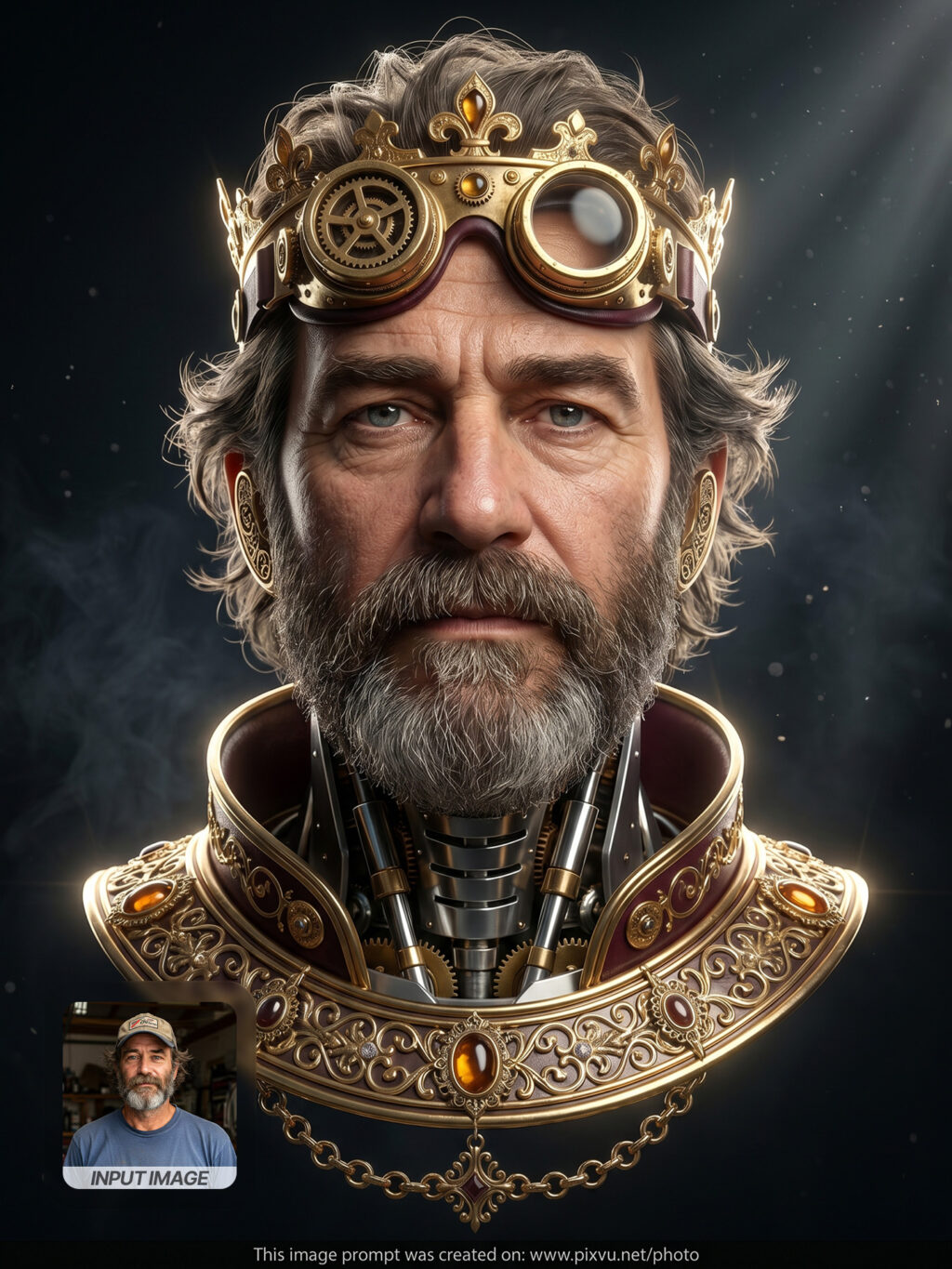 Steampunk Monarch 3D Headshot AI Prompt For Gemini _Gemini-Example-2_