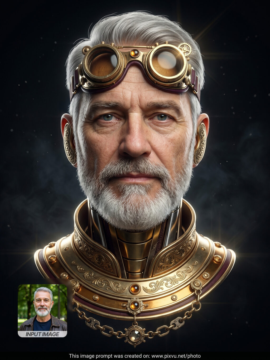 Steampunk Monarch 3D Headshot AI Prompt For Gemini _Gemini-Example-4_