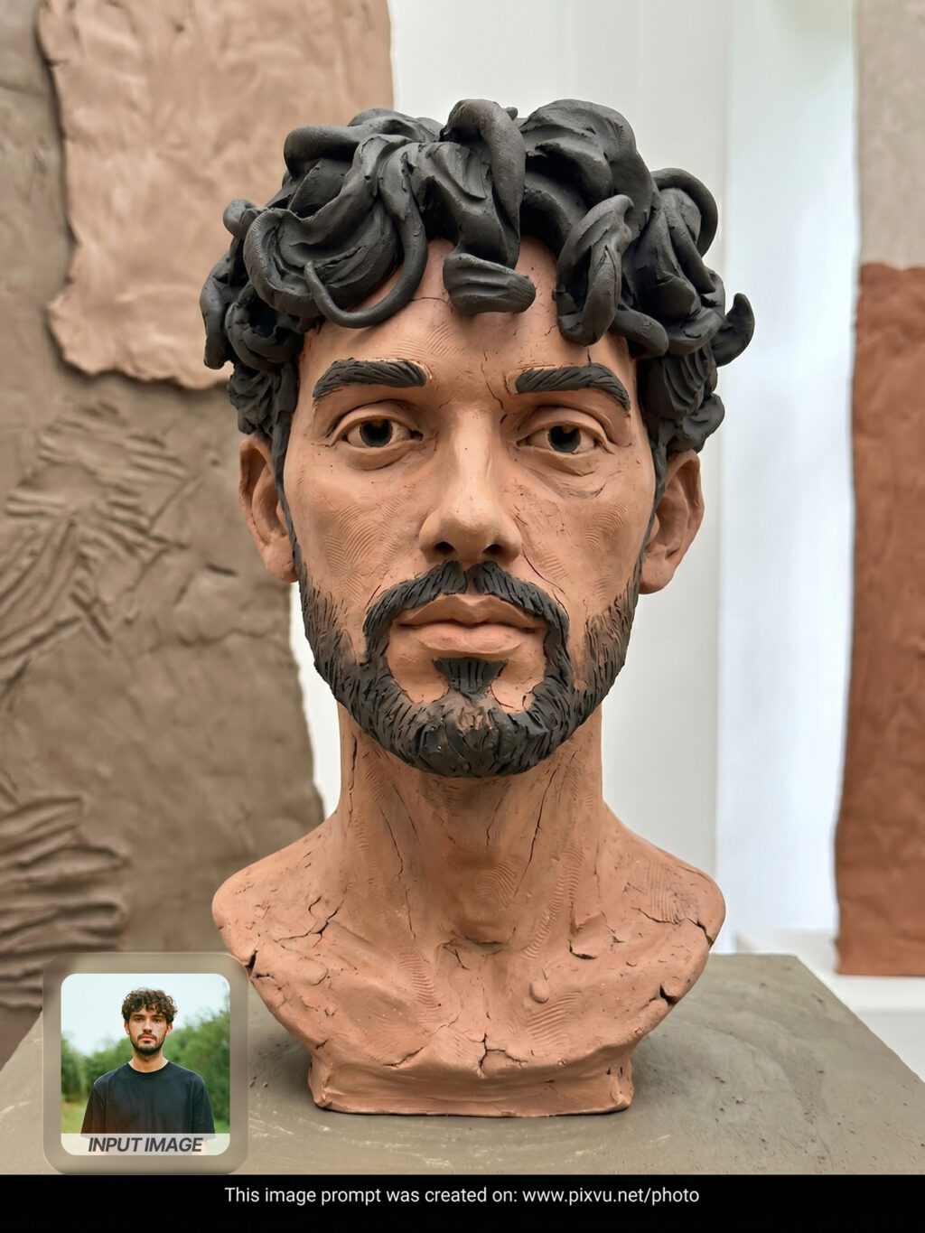Surreal Handcrafted Clay Sculpture Portrait AI Prompt _Gemini-Example-1_
