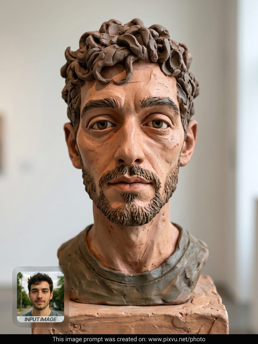Surreal Handcrafted Clay Sculpture Portrait AI Prompt _Gemini-Example-2_