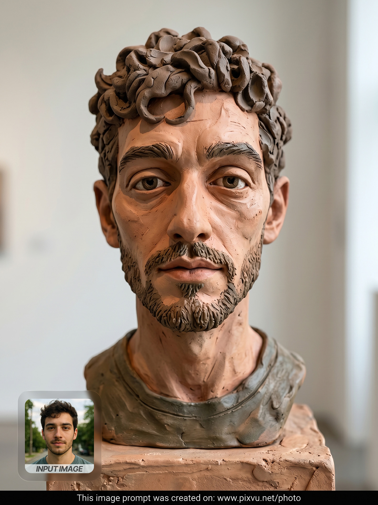 Surreal Handcrafted Clay Sculpture Portrait AI Prompt