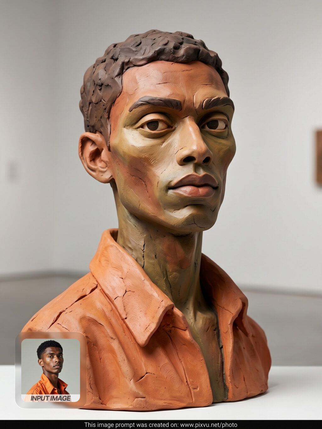 Surreal Handcrafted Clay Sculpture Portrait AI Prompt _Gemini-Example-3_