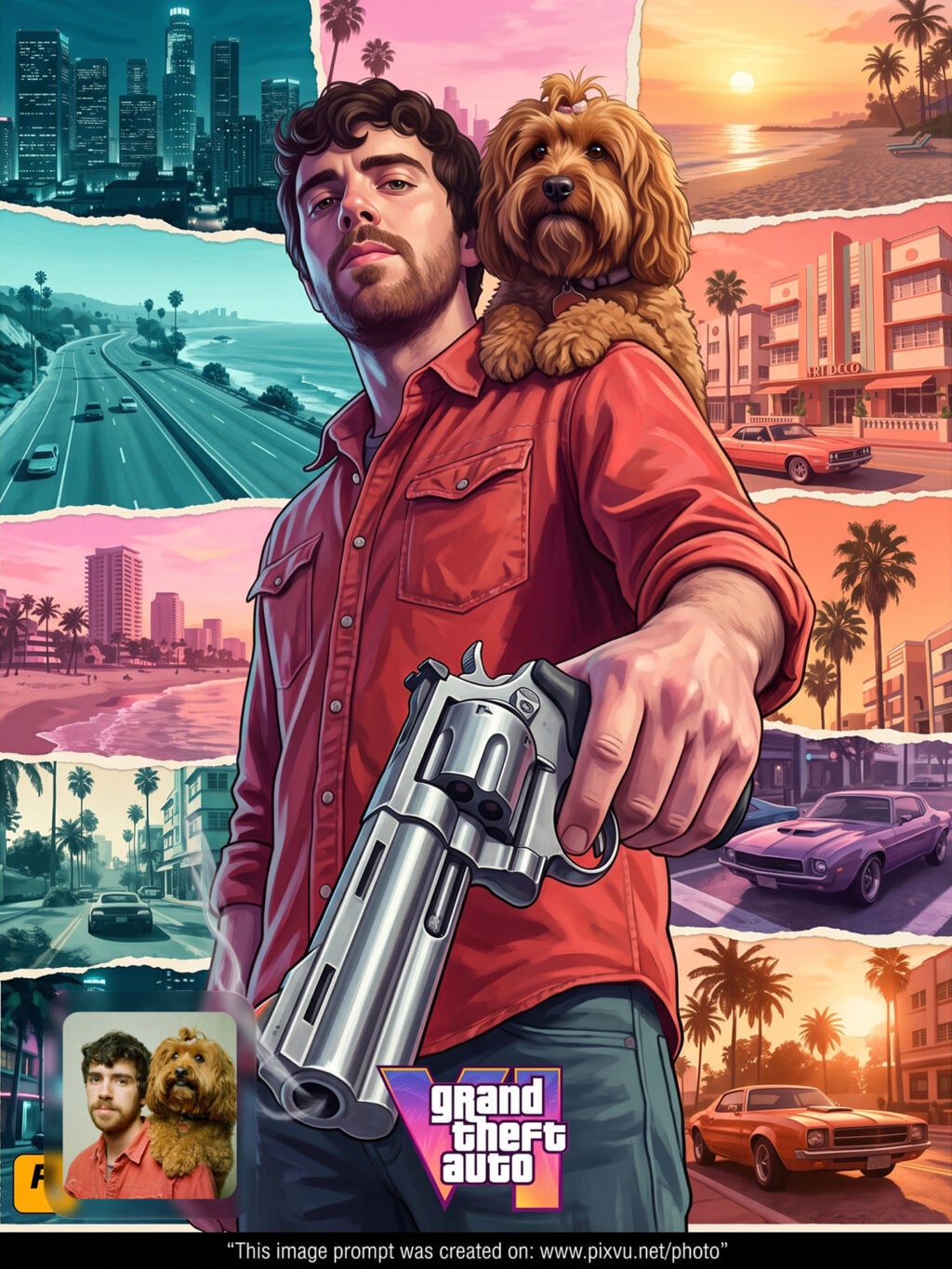 Collage GTA VI Hero Poster Gemini AI Prompt _Gemini-Example-1_